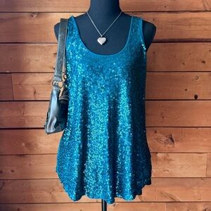 Express Blue Sequin Tank Size Large